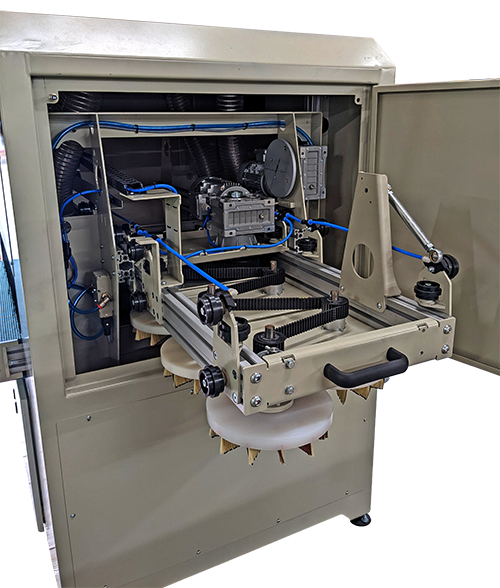 Photo of head crriage of the Gibbs Cup Brush sanding machine